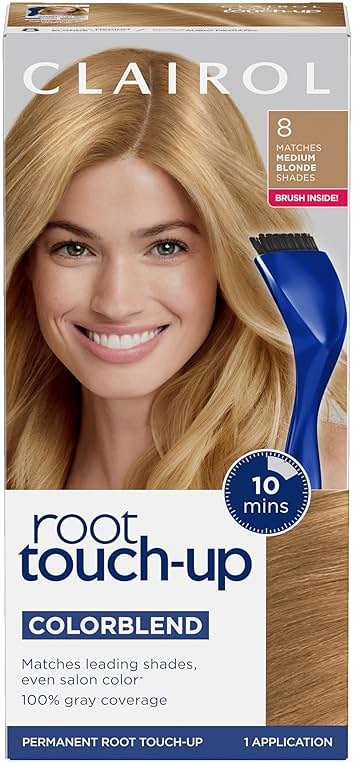 Clairol Root Touch-Up by Nice'n Easy Permanent Hair Dye, 8 Medium Blonde Hair Color | 100% Gray Coverage | Easy Brush Application | Matches Professional Salon Shades | Pack of 1 - Product Image