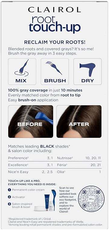 Clairol Root Touch-Up by Nice'n Easy Permanent Hair Dye, 2 Black Hair Color | 100% Gray Coverage | Easy Brush Application | Matches Professional Salon Shades | Pack of 2 - Image 2