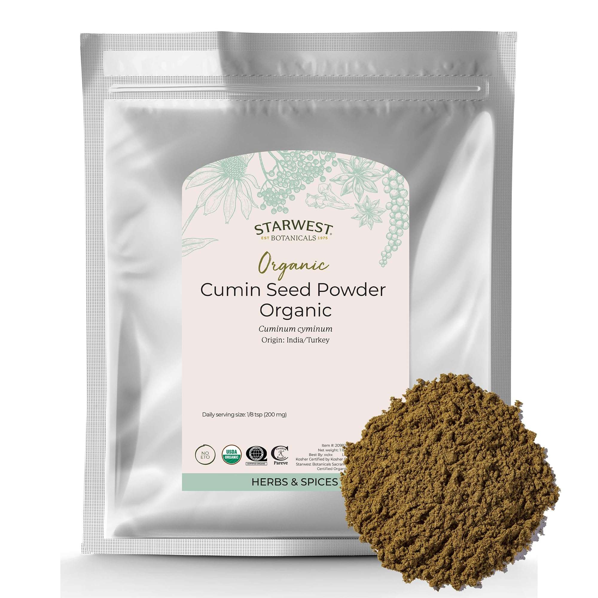 Starwest Botanicals Organic Ground Cumin Seed Powder - Dried Seasoning for Curry, Chili, & Other Food, Rich & Earthy Spice, Non-GMO - Bulk 1 lb Bag - Image 1