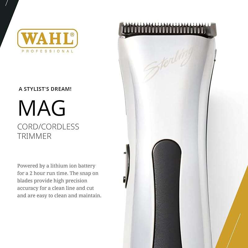 Wahl Professional Sterling Mag Cordless Trimmer, Lithium Ion, Quick-Detach Blade, 120 Minute Run Time, Includes Charging Stand - Image 2