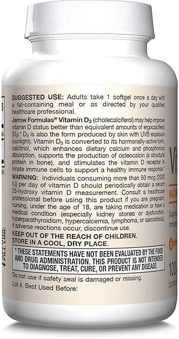 Jarrow Formulas Vitamin D3 125 mcg (5000 IU) - 100 Servings (Softgels) - Bone Health, Immune Support & Calcium Metabolism Support - Vitamin D Supplement - D3 Vitamins - 5000 IU Vitamin D - Gluten Free - Image 7