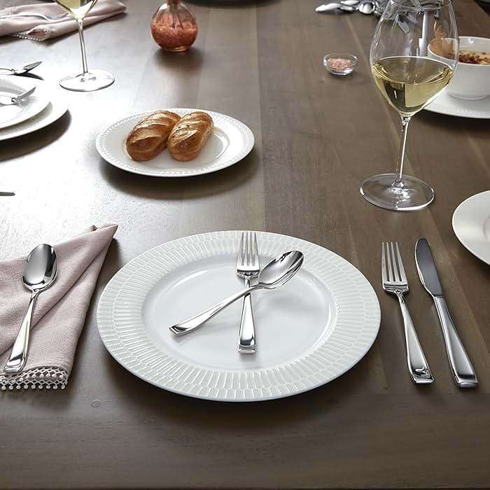 Oneida Silverware Set For 12, Moda 65-Piece Fine Flatware Set with Serving Utensils, Service For 12, 18/10 Stainless Steel, Dishwasher Safe For home, Knives Spoons and Forks Set (Silver, 65 pieces) - Image 13