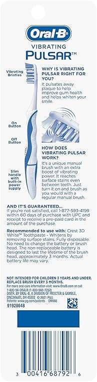 Oral-B 3D White Pulsar, Battery electric toothbrushes, 2 count SOFT toothbrush pack, removes stains, whitens teeth, travel essentials tooth brush - Image 9