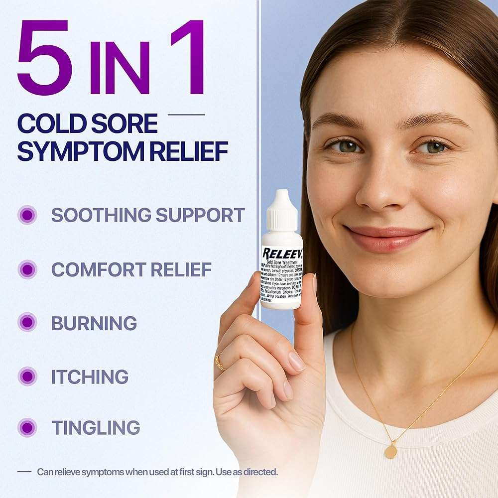 Releev 1Day Cold Sore Treatment Liquid, Fast-Acting Soothing of Pain and Itching, Topical Care for Fever Blisters & Lip Sores, 0.2 Ounces - Image 3