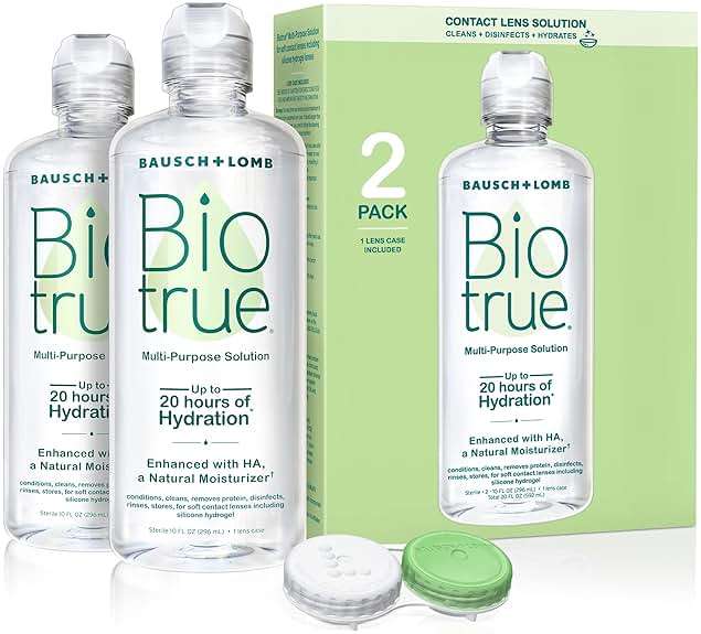 Biotrue Contact Solution, Multi-Purpose with Lens Case, Cleans, Conditions, Hydrates, Disinfects, Removes Protein, Dirt & Debris, Contact Lens Cleaner & Storage, 10 Fl Oz (Pack of 2) - Image 1