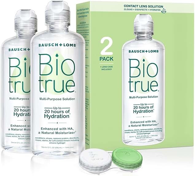 Biotrue Contact Solution, Multi-Purpose with Lens Case, Cleans, Conditions, Hydrates, Disinfects, Removes Protein, Dirt & Debris, Contact Lens Cleaner & Storage, 10 Fl Oz (Pack of 2) - Product Image