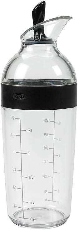 OXO Good Grips Salad Dressing Shaker - 1.5 Cup | One-Handed Lever for Pouring, Wide Opening for Easy Fill, Ideal for Mixing, Serving & Storing Dressings, Sauces and More - Image 1