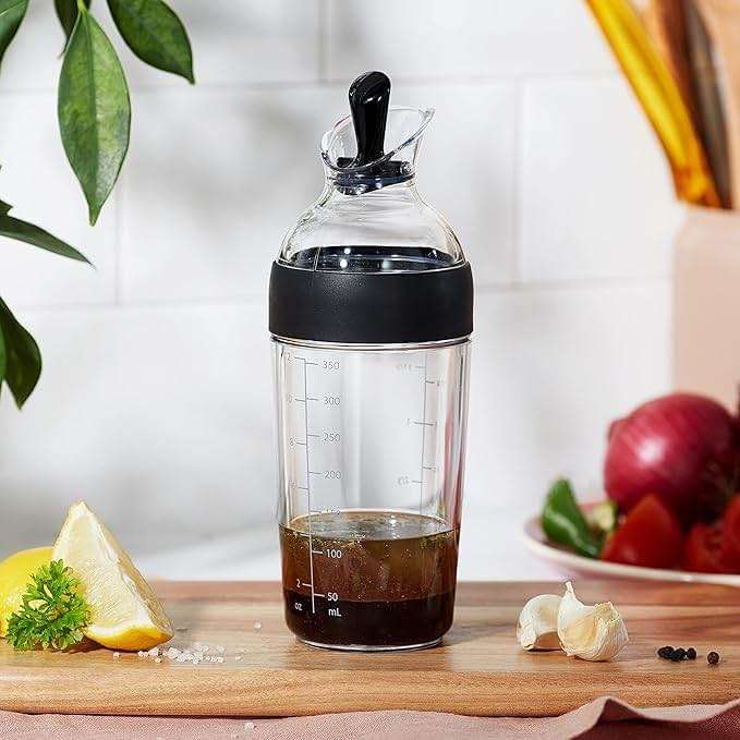 OXO Good Grips Salad Dressing Shaker - 1.5 Cup | One-Handed Lever for Pouring, Wide Opening for Easy Fill, Ideal for Mixing, Serving & Storing Dressings, Sauces and More - Image 2