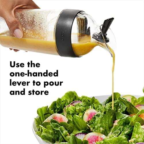 OXO Good Grips Salad Dressing Shaker - 1.5 Cup | One-Handed Lever for Pouring, Wide Opening for Easy Fill, Ideal for Mixing, Serving & Storing Dressings, Sauces and More - Image 4