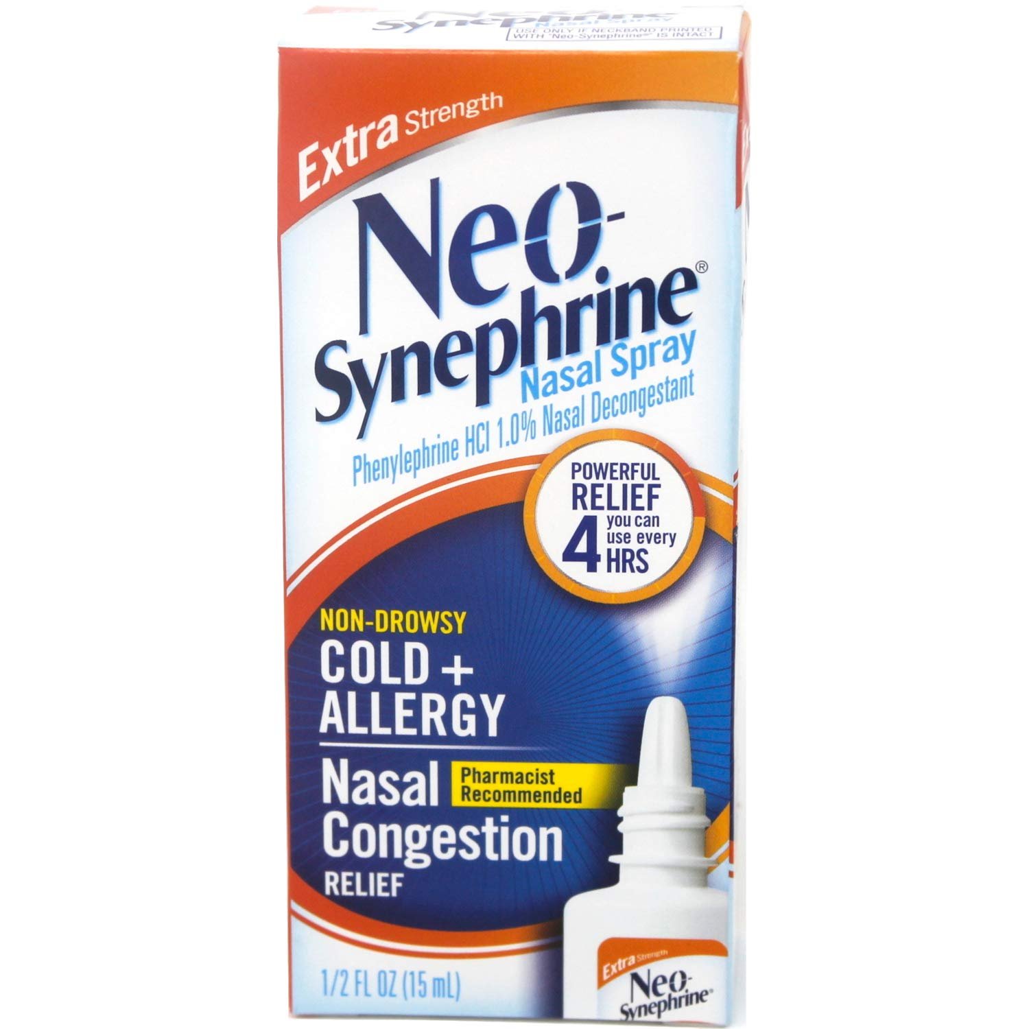Neo-Synephrine Extra Strength Nasal Spray 15 mL – Phenylephrine 1% Fast Acting Nasal Decongestant For Cold And Allergy Relief (Pack of 5) - Product Image