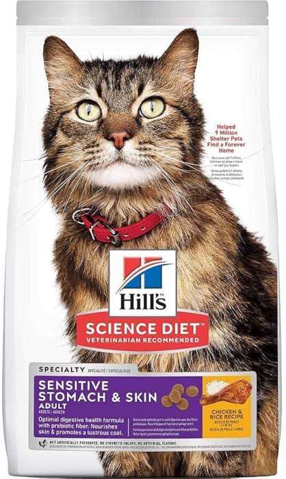 Hill's Science Diet Adult Sensitive Stomach & Skin Dry Cat Food, Chicken & Rice, 7 lb. Bag (Updated Formula) - Image 5