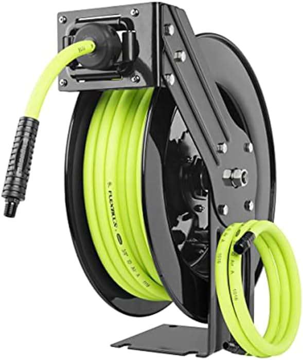 Flexzilla Open Face Retractable Air Hose Reel, 3/8 in. x 50 ft., Heavy Duty, Lightweight, Hybrid, ZillaGreen - L8611FZ - Image 3