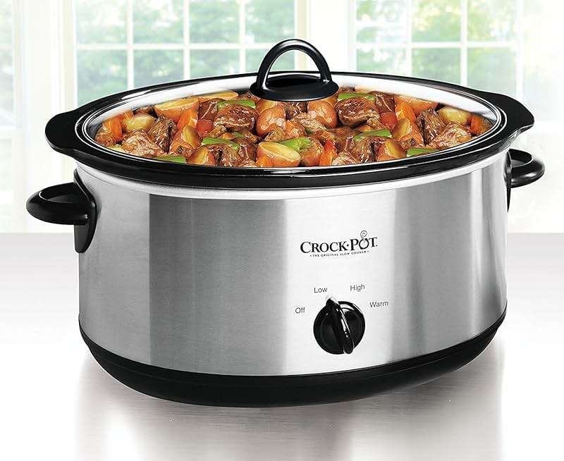 Crock-Pot 7-Quart Manual Slow Cooker, Family Size Serves 8+ People & Fits 6-lb Roast, Removable Stoneware with Warming Setting, Dishwasher Safe for Easy Cleanup, Stainless Steel - Image 2