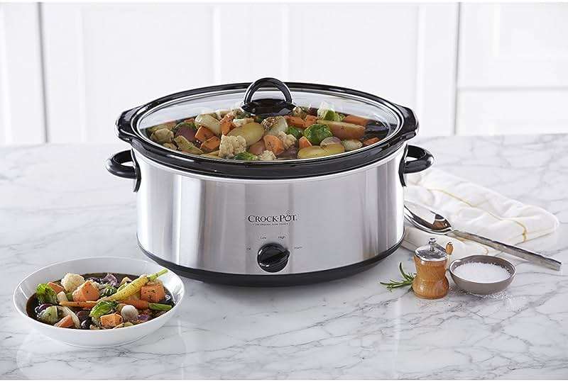 Crock-Pot 7-Quart Manual Slow Cooker, Family Size Serves 8+ People & Fits 6-lb Roast, Removable Stoneware with Warming Setting, Dishwasher Safe for Easy Cleanup, Stainless Steel - Image 5