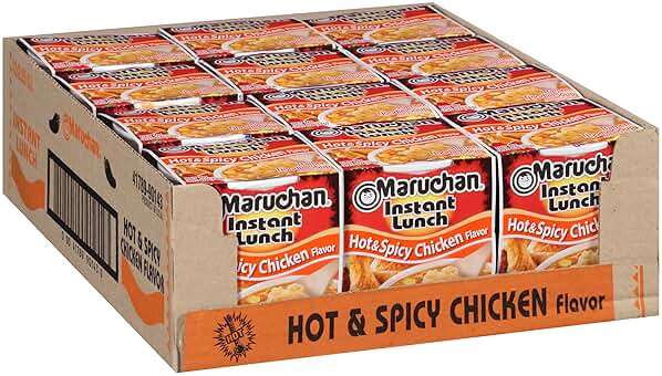 Maruchan Instant Lunch Ramen Noodles, Hot & Spicy Chicken Flavor – Japanese-Style Instant Noodle Soup, Easy Meal Ready in 3 Minutes – 2.25 Oz. (12 Pack) - Image 1