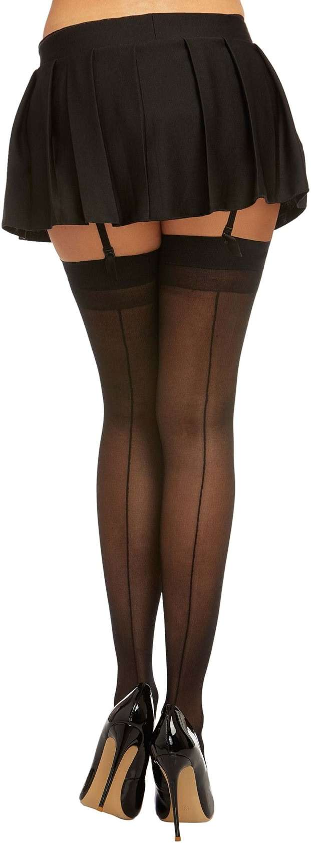 Dreamgirl Womens Sheer Thigh Stockings With Backseam Hosiery, Black - Image 2