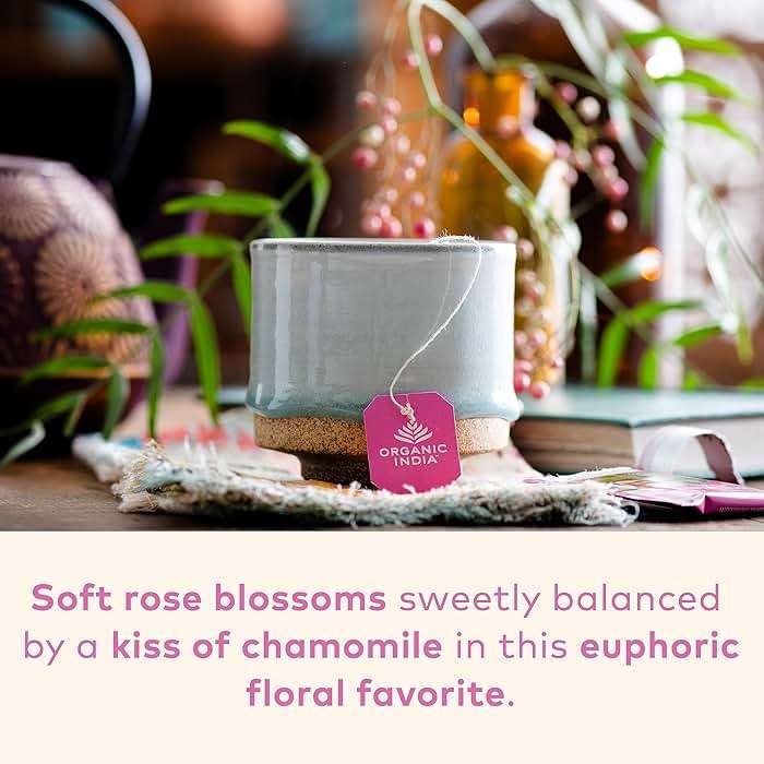 ORGANIC INDIA Tulsi Sweet Rose Herbal Tea - Holy Basil Leaf, African Basil, Chamomilie, Lemon Myrtle, Stress Relieving, Immune Support, USDA Certified Organic, Caffeine-Free - 3.5 oz Canister - Image 6