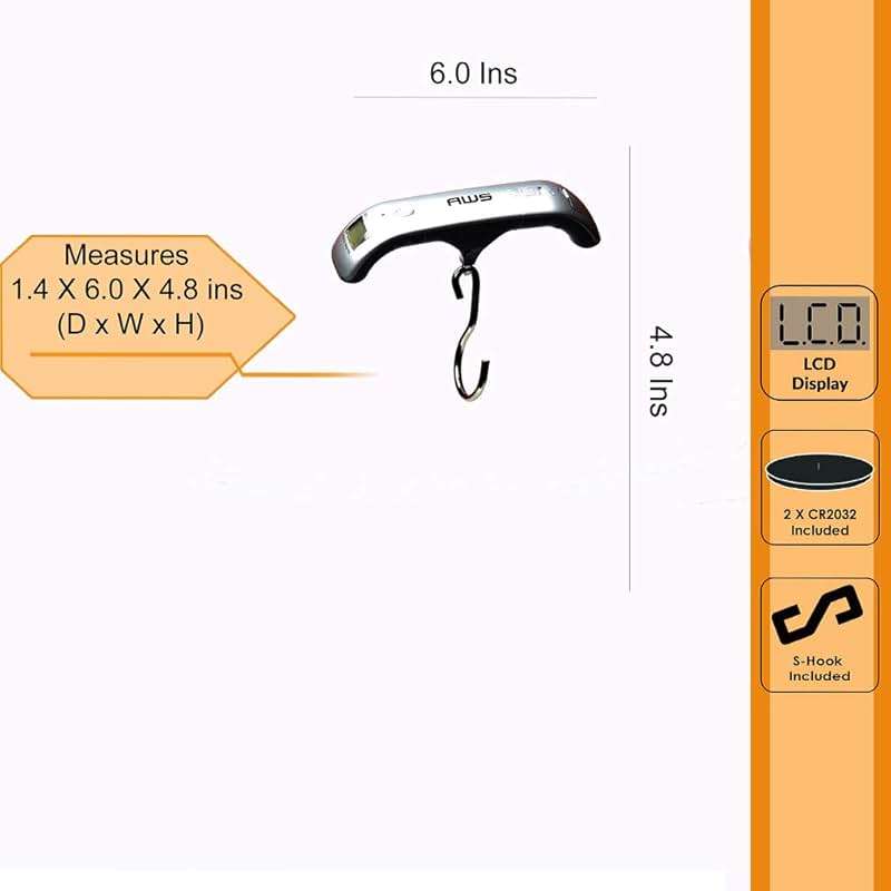 American Weigh Scales Digital Hanging Luggage Scale for Traveling or Weighing Suitcases, Backlit LCD Screen 110lbs x 0.2lbs, LS-110 - Image 3