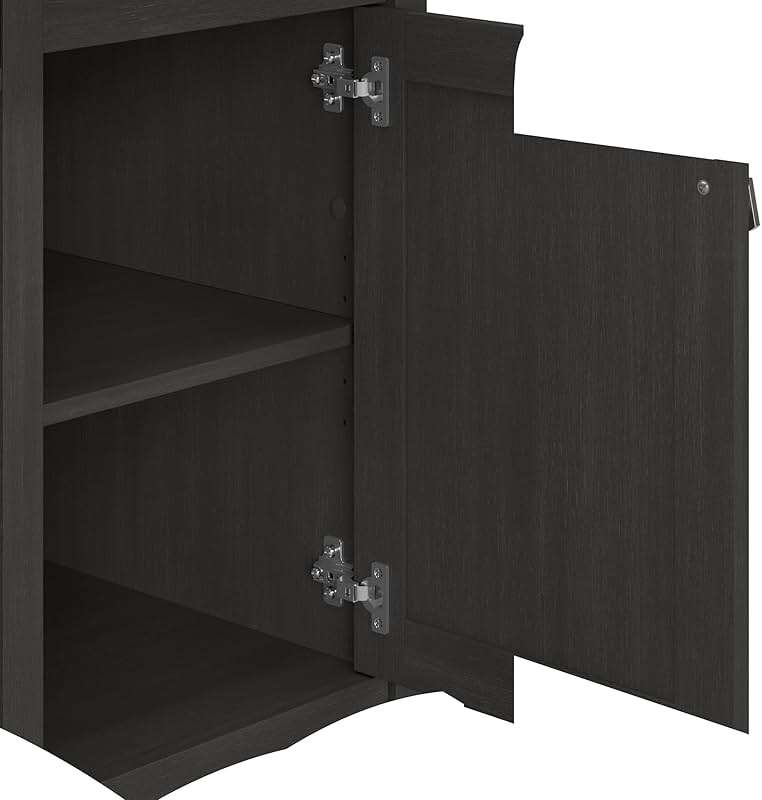 Bush Home Salinas Computer Desk with Hutch | Study Table with Drawers, Cabinets & Pullout Keyboard/Laptop Tray | Modern Home Office Desk in Vintage Black | Work Desk with Storage - Image 5