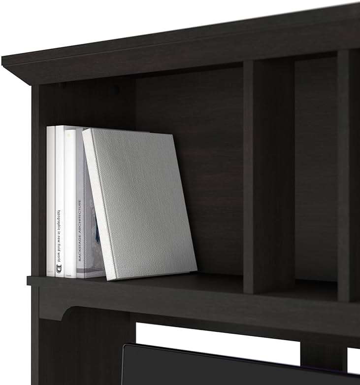 Bush Home Salinas Computer Desk with Hutch | Study Table with Drawers, Cabinets & Pullout Keyboard/Laptop Tray | Modern Home Office Desk in Vintage Black | Work Desk with Storage - Image 7