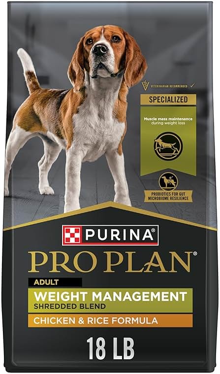 Purina Pro Plan Weight Management Dog Food Dry, Shredded Blend Chicken and Rice Formula - 34 lb. Bag - Product Image