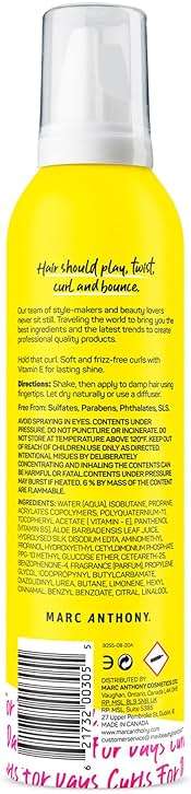 Marc Anthony Strictly Curls Styling Foam, Extra Hold Curly Hair Mousse with Vitamin E & Silk Proteins Transforms Frizzy Hair to Full, Shiny, Defined Curls - Sulfate-Free Anti-Frizz Styling Mousse - Image 2