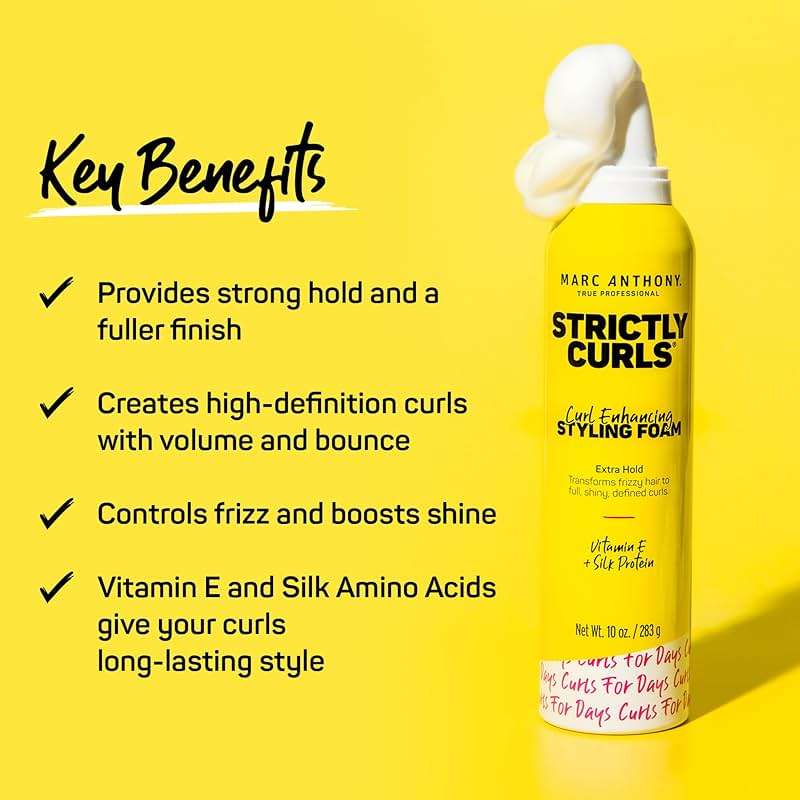 Marc Anthony Strictly Curls Styling Foam, Extra Hold Curly Hair Mousse with Vitamin E & Silk Proteins Transforms Frizzy Hair to Full, Shiny, Defined Curls - Sulfate-Free Anti-Frizz Styling Mousse - Image 3