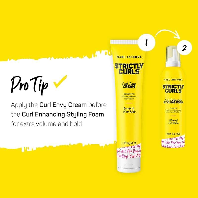 Marc Anthony Strictly Curls Styling Foam, Extra Hold Curly Hair Mousse with Vitamin E & Silk Proteins Transforms Frizzy Hair to Full, Shiny, Defined Curls - Sulfate-Free Anti-Frizz Styling Mousse - Image 5