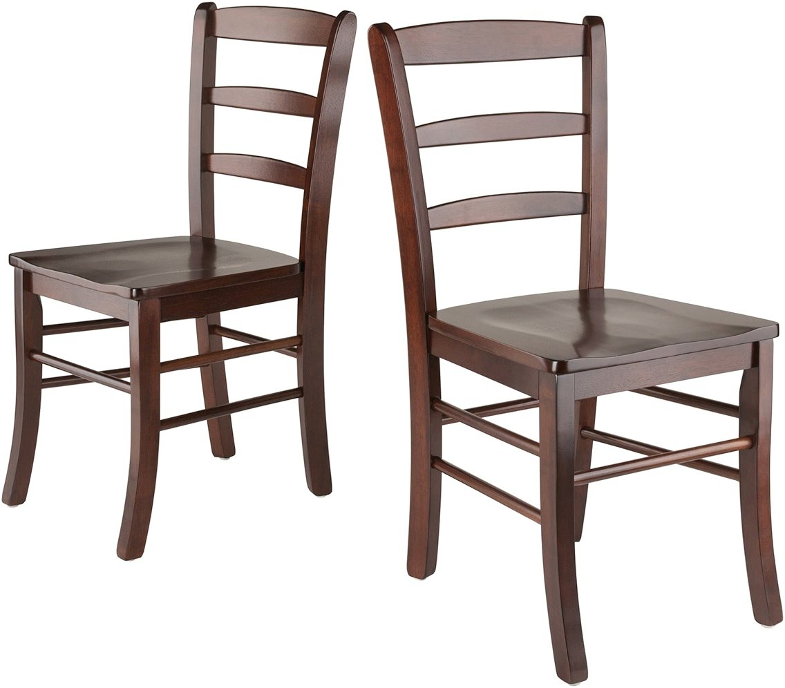 Winsome Benjamin Ladder Back Chair Set of 2 in Walnut, Classic Backed Kitchen & Dining Room Chairs, Simple & Elegant Home Seating Solution, Great for Office, Hallway, Bedroom - Product Image
