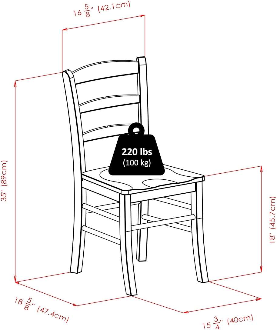 Winsome Benjamin Ladder Back Chair Set of 2 in Walnut, Classic Backed Kitchen & Dining Room Chairs, Simple & Elegant Home Seating Solution, Great for Office, Hallway, Bedroom - Image 3