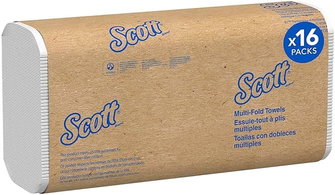 Scott® Professional Universal Multifold Paper Towels, Bulk (01840), Absorbency Pockets, 9.2" x 9.4" sheets, Standard Tier, Compressed, White (250 Sheets/Pack, 16 Packs/Case, 4,000 Sheets/Case) - Product Image