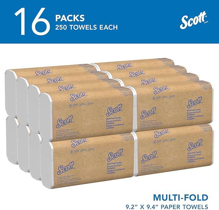 Scott® Professional Universal Multifold Paper Towels, Bulk (01840), Absorbency Pockets, 9.2" x 9.4" sheets, Standard Tier, Compressed, White (250 Sheets/Pack, 16 Packs/Case, 4,000 Sheets/Case) - Image 2