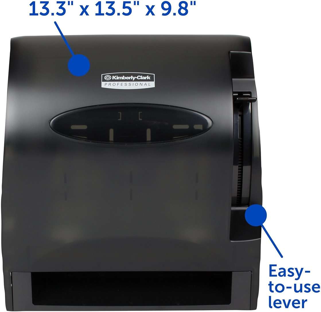 Kimberly-Clark Professional LEV-R-MATIC Manual Hard Roll Towel Dispenser (09765), Black, for 1.5" Core Towels, 11.75x13.75"x9.25" (Qty 1) - Image 5