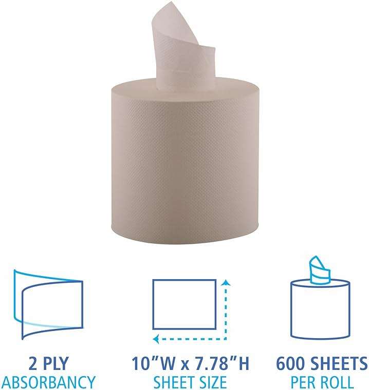 Boardwalk BWK6400 6400 Center-Pull Hand Towels, 2-Ply, Perforated, 7 7/8" x 10", 600 Sheets Per Roll (Case of 6 Rolls) - Image 5