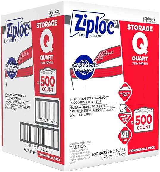 Ziploc 94601 Double Zipper Storage Bags, Plastic, 1qt, Clear, Write-On ID Panel (Box of 500) - Image 5
