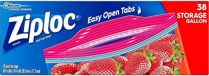 Ziploc 665016 Double Zip/ Storage Bags, 10-9/16 x 10-3/4, 1 Gal, Clear, 38/Box (Case of 9 Boxes) - Product Image
