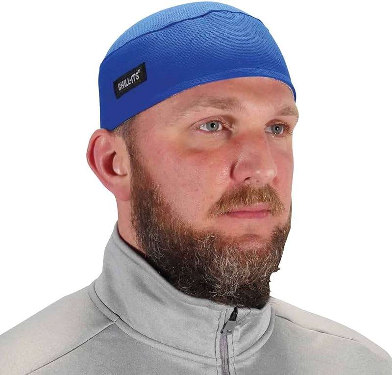 Ergodyne Chill Its 6630 Skull Cap, Lined with Terry Cloth Sweatband, Sweat Wicking, Blue - Image 1