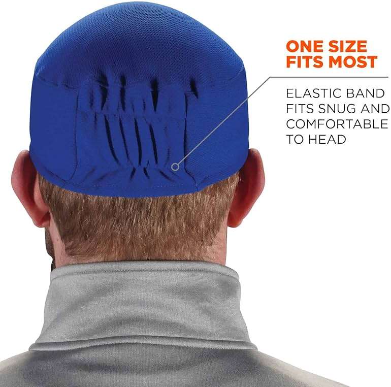 Ergodyne Chill Its 6630 Skull Cap, Lined with Terry Cloth Sweatband, Sweat Wicking, Blue - Image 3