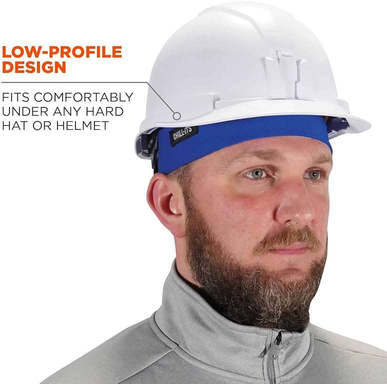 Ergodyne Chill Its 6630 Skull Cap, Lined with Terry Cloth Sweatband, Sweat Wicking, Blue - Image 5