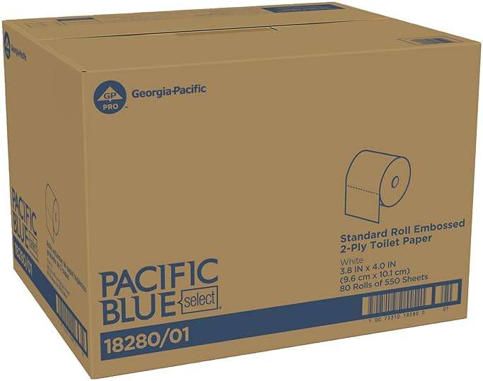 Pacific Blue Select Standard Roll 2-Ply Embossed Toilet Paper by GP PRO (Georgia-Pacific), 18280/01, 550 Sheet Per Roll, 80 Rolls Per Case - Image 7