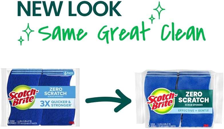 Scotch-Brite Zero Scratch Scrub Sponge, 6 Kitchen Sponges for Cleaning Around the Home, Bathroom & More, Scratch-free Dish Scrubber, Multi-surface Safe, Best for Nonstick Pots and Pans - Image 2