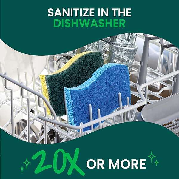 Scotch-Brite Zero Scratch Scrub Sponge, 6 Kitchen Sponges for Cleaning Around the Home, Bathroom & More, Scratch-free Dish Scrubber, Multi-surface Safe, Best for Nonstick Pots and Pans - Image 8