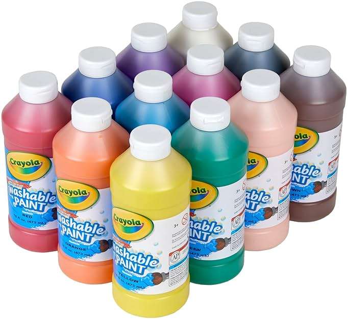 Crayola Washable Paint (12ct), Bulk Paint Set for Kids' Art Projects, 16 Oz, Nontoxic Craft Supplies, Teacher Classroom Must Haves, Ages 3, 4, 5 - Image 2