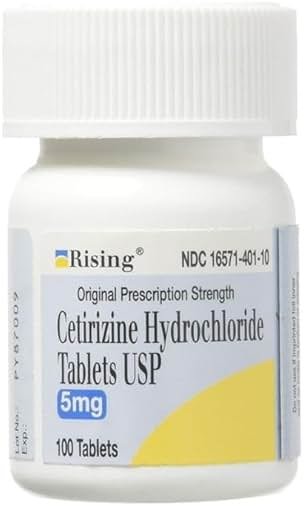 Rising Health Cetirizine HCL 5 mg 24 Hour Allergy Relief Tablets | Fast-Acting Medicine for Indoor & Outdoor Allergies| Antihistamine for Sneezing, Runny Nose & Itchy Eyes - 100 Tablets - Product Image