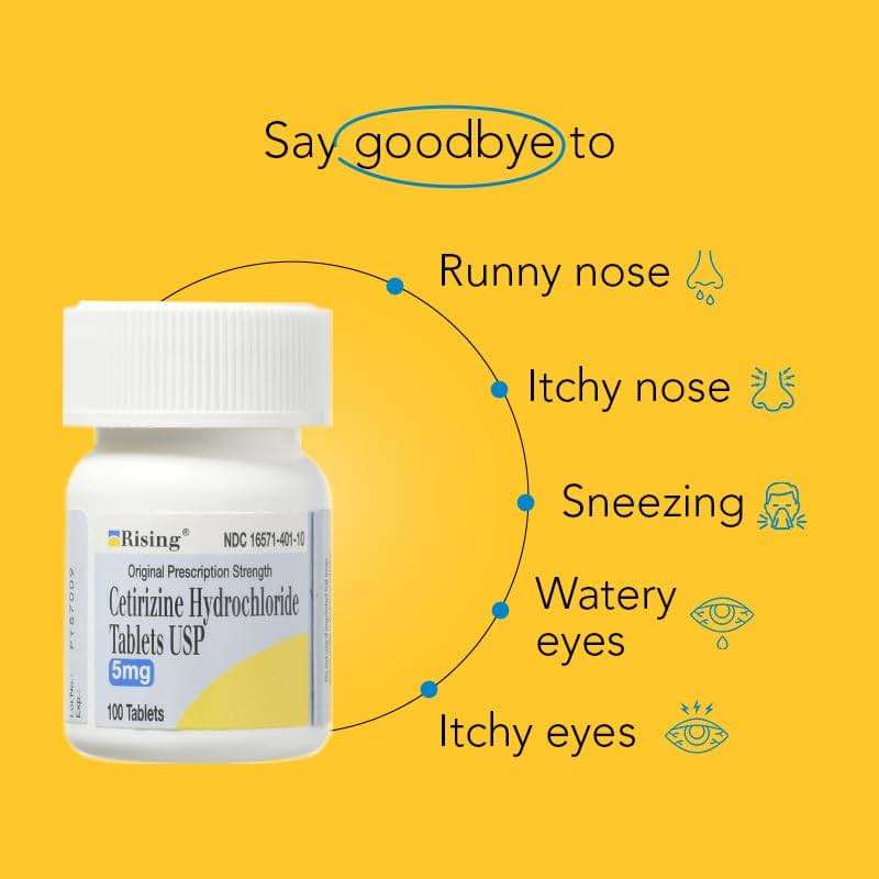 Rising Health Cetirizine HCL 5 mg 24 Hour Allergy Relief Tablets | Fast-Acting Medicine for Indoor & Outdoor Allergies| Antihistamine for Sneezing, Runny Nose & Itchy Eyes - 100 Tablets - Image 2