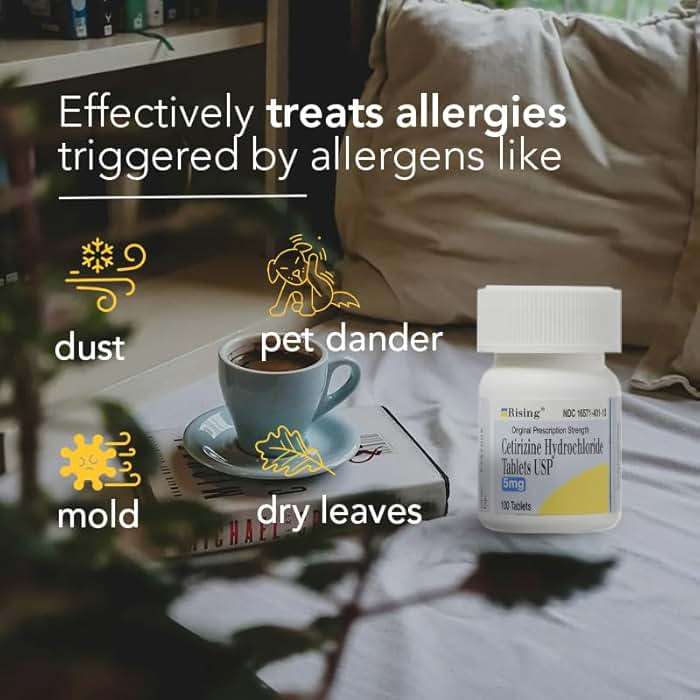 Rising Health Cetirizine HCL 5 mg 24 Hour Allergy Relief Tablets | Fast-Acting Medicine for Indoor & Outdoor Allergies| Antihistamine for Sneezing, Runny Nose & Itchy Eyes - 100 Tablets - Image 3
