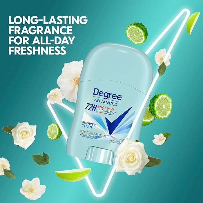 Degree Antiperspirant Deodorant Shower Clean 72-Hour Sweat & Odor Protection Antiperspirant for Women with Body Heat Activated Technology 0.5 oz - Image 4