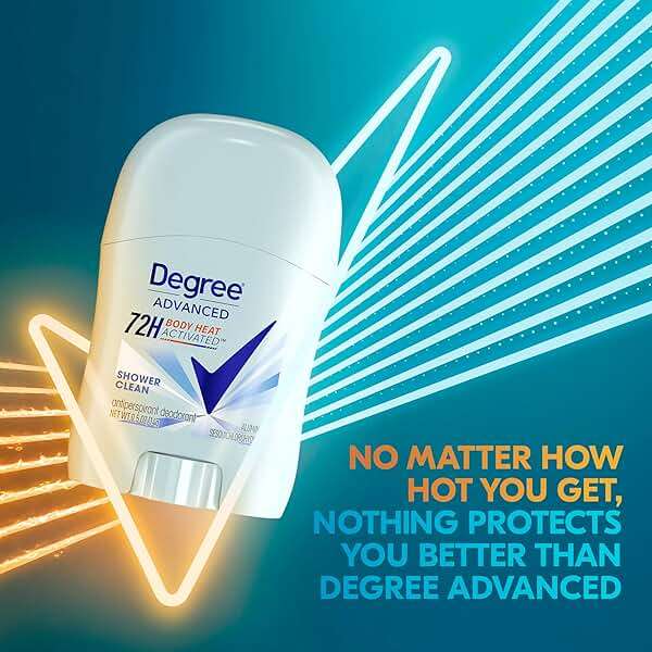 Degree Antiperspirant Deodorant Shower Clean 72-Hour Sweat & Odor Protection Antiperspirant for Women with Body Heat Activated Technology 0.5 oz - Image 5