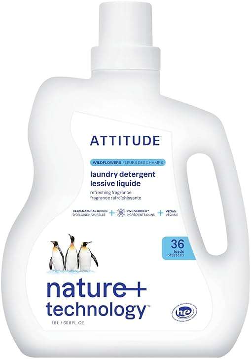 ATTITUDE Liquid Laundry Detergent, EWG Verified, HE Compatible, Plant-Based & Vegan, Natural Laundry Soap, Wildflowers Scent, 36 Loads, 60.8 Fl Oz - Image 1