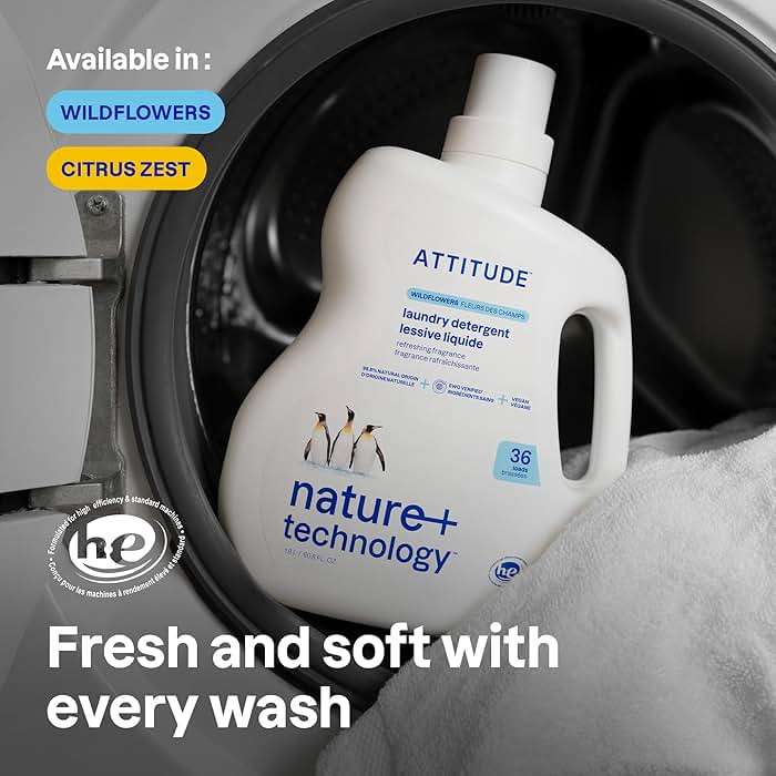 ATTITUDE Liquid Laundry Detergent, EWG Verified, HE Compatible, Plant-Based & Vegan, Natural Laundry Soap, Wildflowers Scent, 36 Loads, 60.8 Fl Oz - Image 2